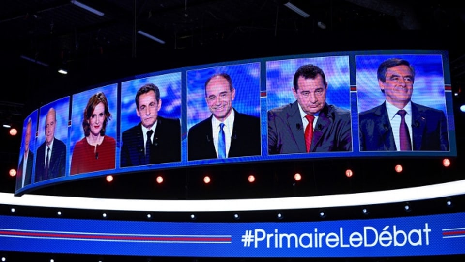 Die sieben bürgerlichen Kandidaten konnten sich in einem ersten TV-Duell den französischen Wählern empfehlen (13. Oktober 2016).