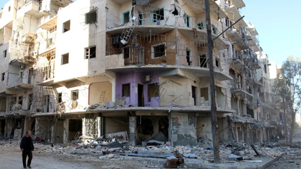 Zerbombtes Haus in Aleppo.