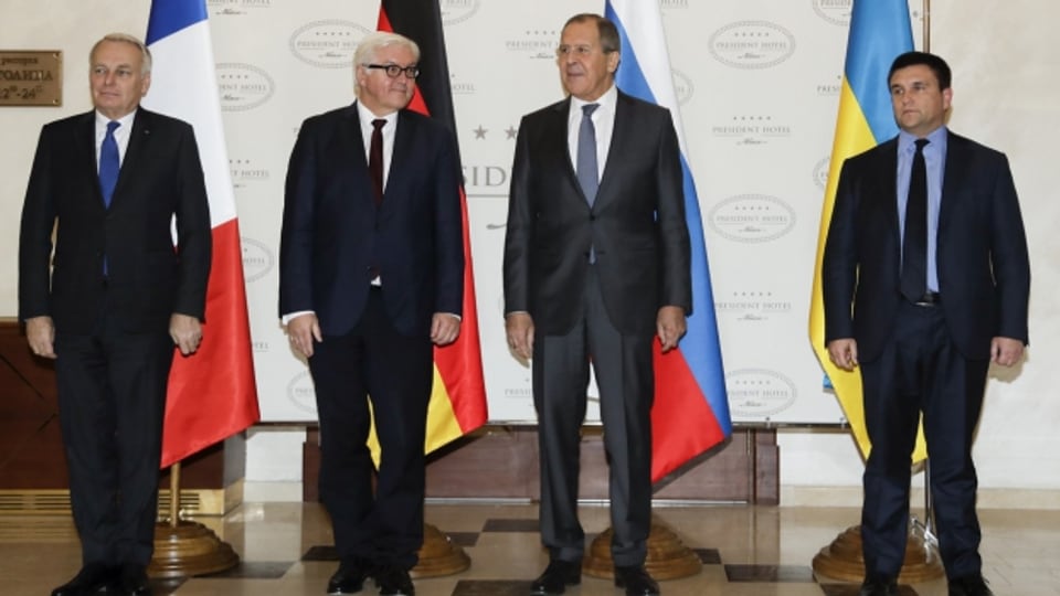 Die Aussenminister von Frankreich, Deutschland, Ukraine und Russland. Eine Einigung gab es auch gestern nicht.