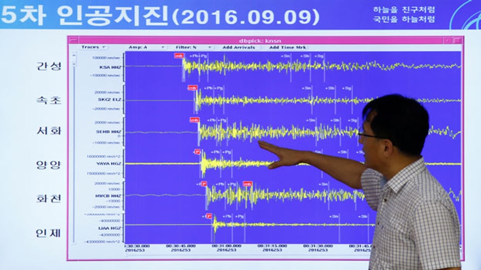 Ein Diagramm zeigt die seismischen Wellen, beobachtet in Südkorea.