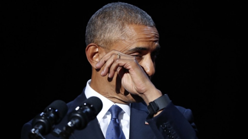Barack Obama vor dem Rednerpult.