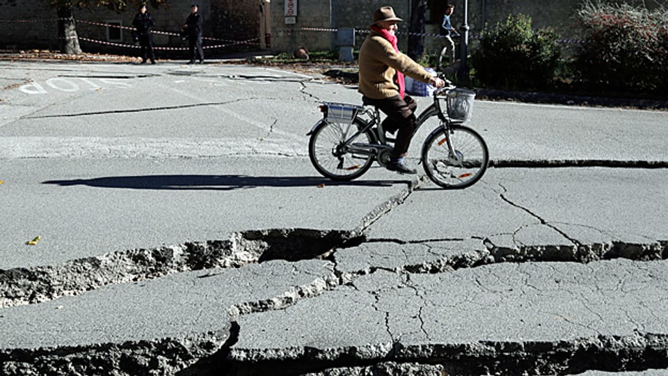 Ein weiteres Mal ist die Stadt Amatrice von einem Erdbeben betroffen. Das Bild ist vom letzten Erdbeben Ende Oktober 2016.