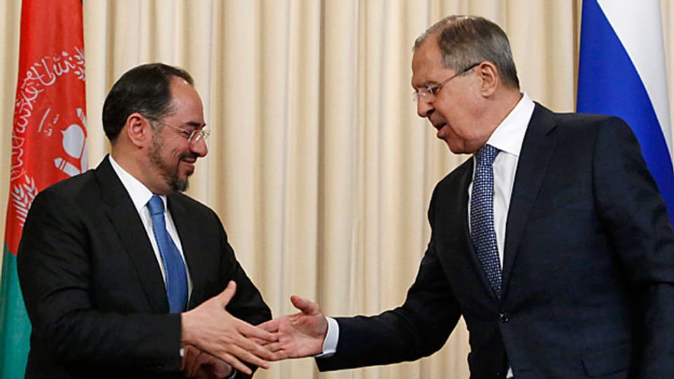Der afghanische Aussenminister Rabbani und sein russischer Amtskollege Lawrow bei einem Treffen in Moskau am 7. Februar.