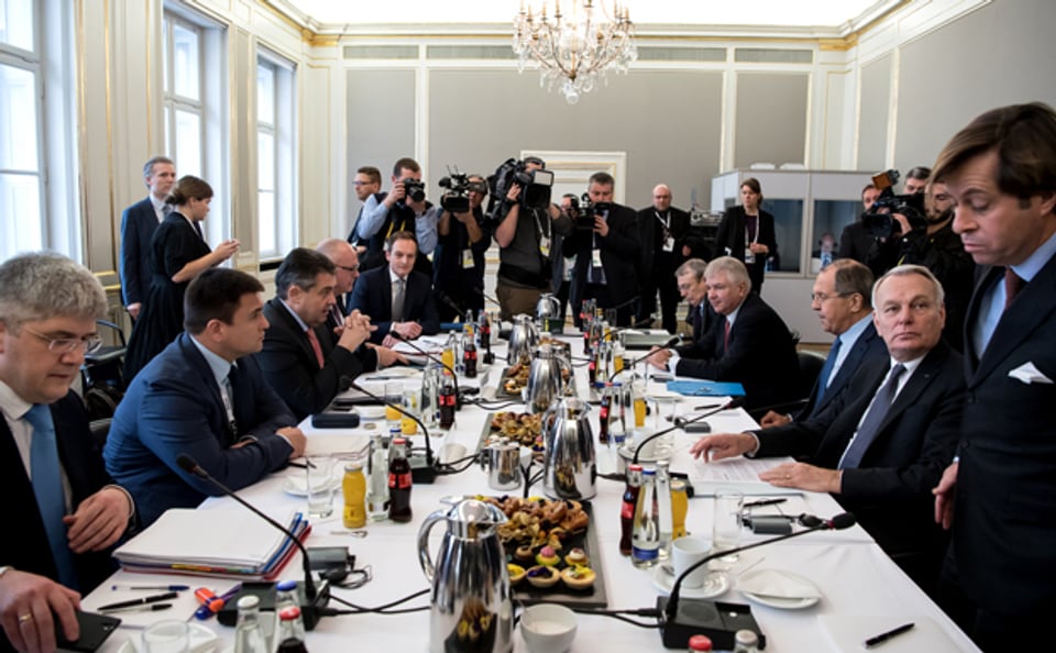 Die Aussenminister der Ukraine, Deutschlands, Russlands und Frankreichs treffen sich zu einem gemeinsamen Gespräch an der Münchner Sicherheitskonferenz.