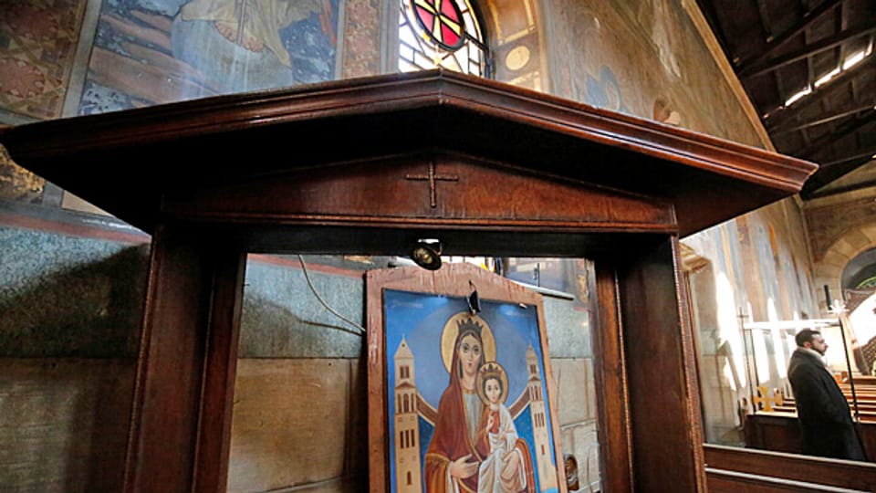 Madonnenbild in einer Kathedrale von koptischen Christen in Kairo.