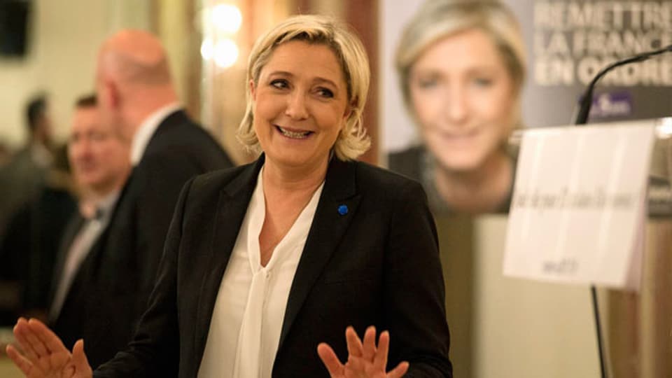 Die Vorsitzende des rechtsextremen Front National Marine Le Pen an einer Wahlveranstaltung.