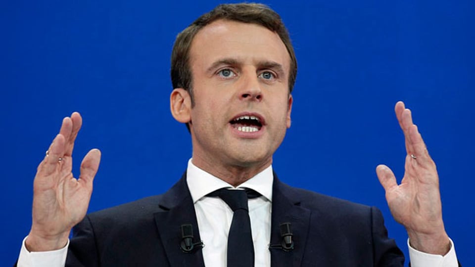 Der französische Präsidentschaftskandidat Emmanuel Macron, der im ersten Wahlgang am meisten Stimmen erhielt.