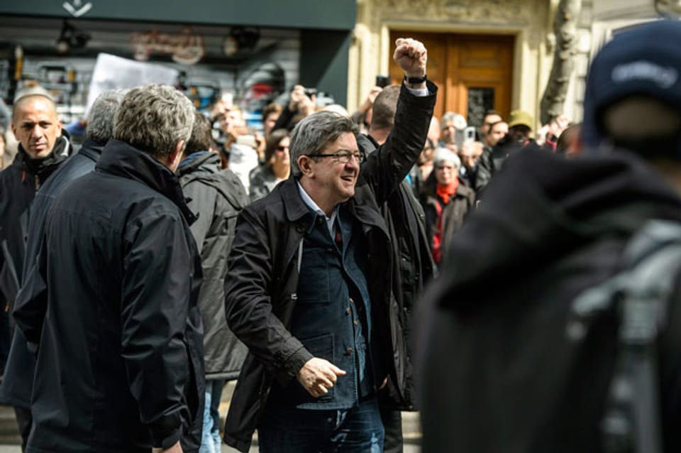 Linkspolitiker Mélenchon an der 1.-Mai-Demonstration