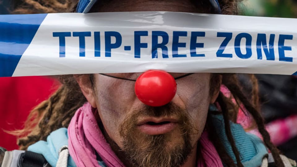 Protest gegen das Freihandelsabkommen TTIP in Brüssel.