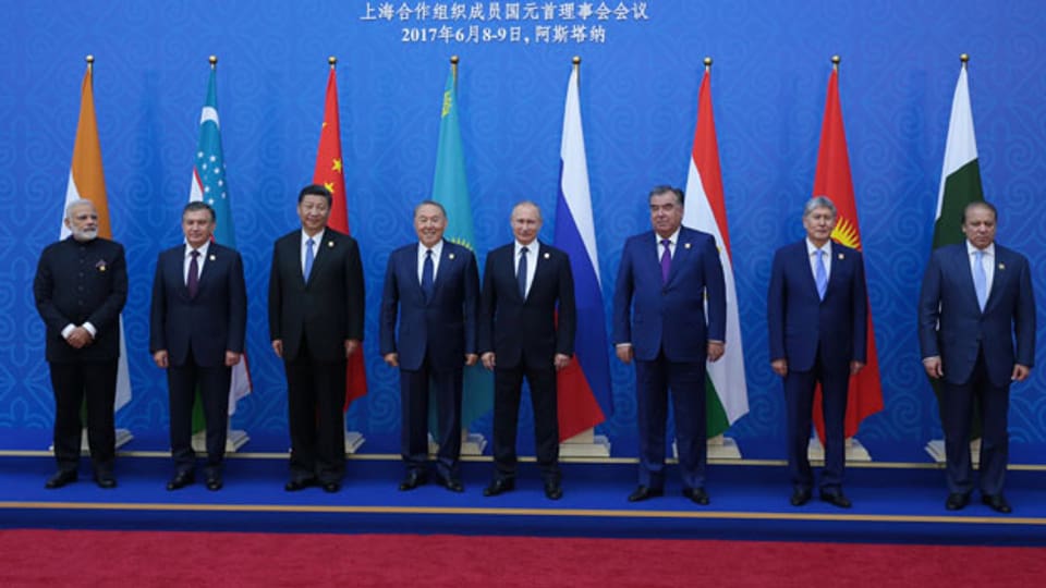 Die Mitglieder der Shanghai Cooperation Organization (SCO) in Astana, Kasastan, am 9. Juni 2017.