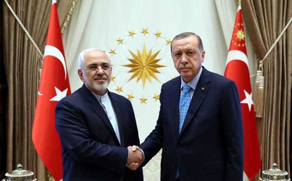 Der türkische Präsident Erdogan bei einem Treffen mit dem iranischen Aussenminister Zarif in Ankara.