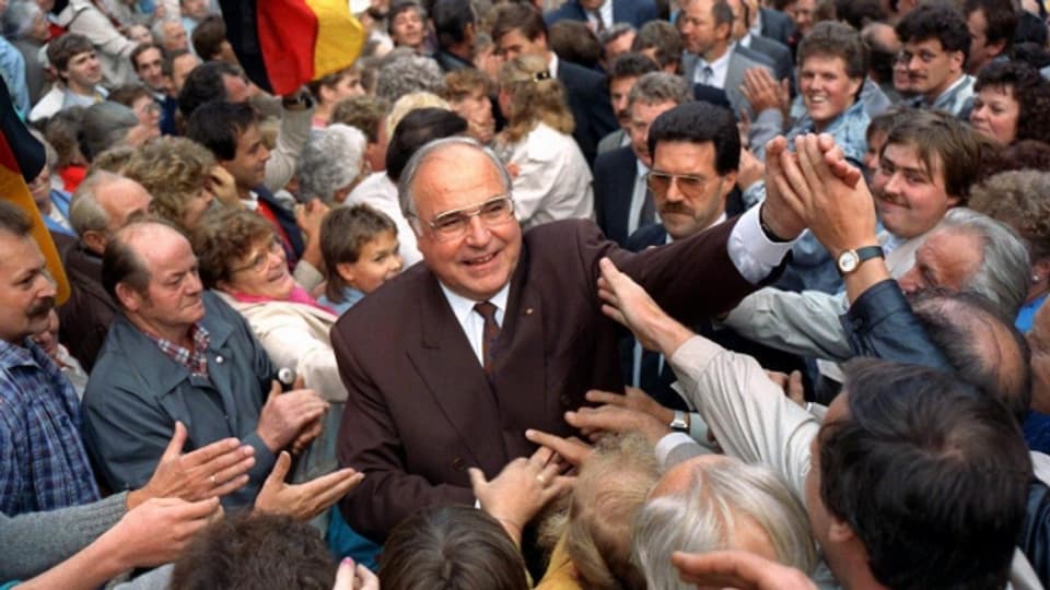 Helmut Kohl im Wahlkampf im wiedervereinigten Deutschland.