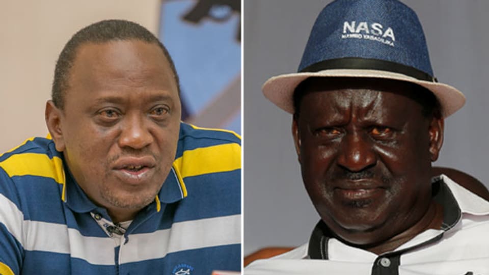 Der bisherige Präsident Uhuru Kenyatta (links) und sein Herausforderer Raila Odinga.