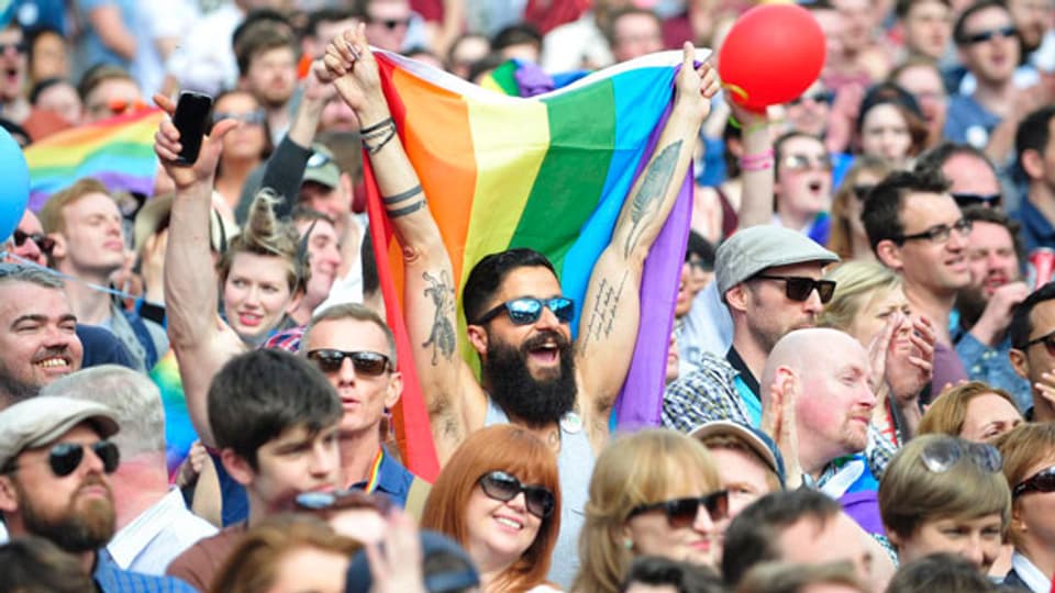 Homosexuelle feiern in Dublin am 23. Mai 2015 den Abstimmungssieg.