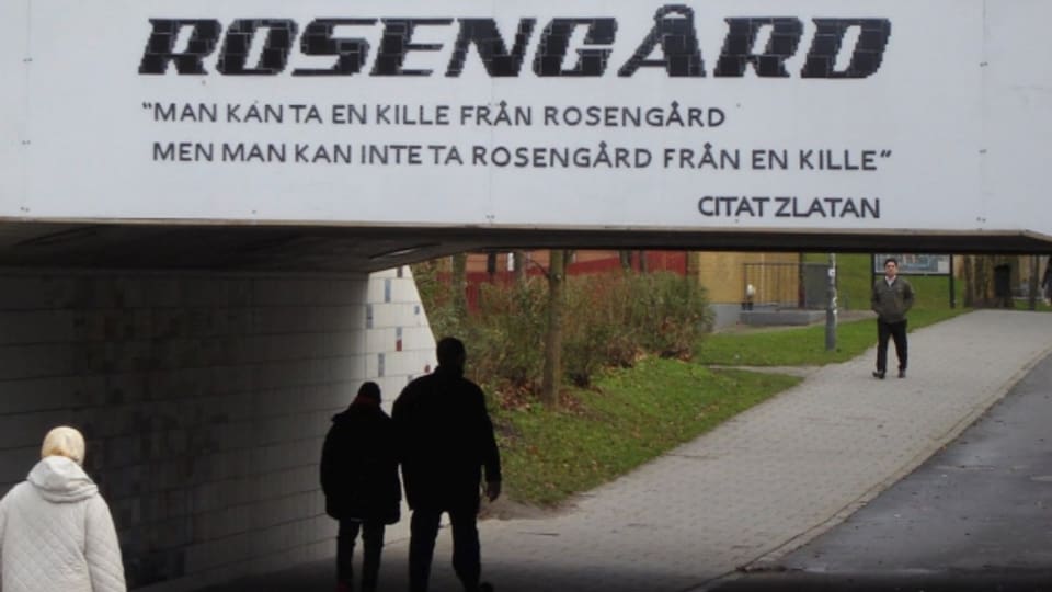 Blick ins Quartier Rosengård in Malmö, wo auch Fussballstar Zlatan Ibrahimovic aufgewachsen ist und seine Spuren hinterlässt.