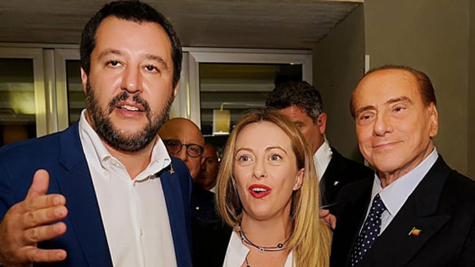 Matteo Salvini, Lega Nord; Giorgia Meloni, Fratelli d’Italia; Silvio Berlusconi (von links nach rechts).
