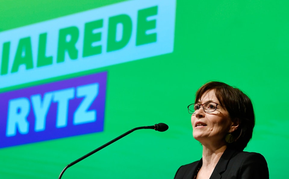 Parteipräsidentin Regual Rytz an der Delegiertenversammlung der Grünen Partei Schweiz in Winterthur.