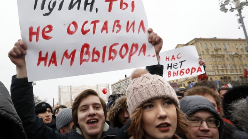 Demonstration von Navalny-Anhängern gegen Putin in Moskau.