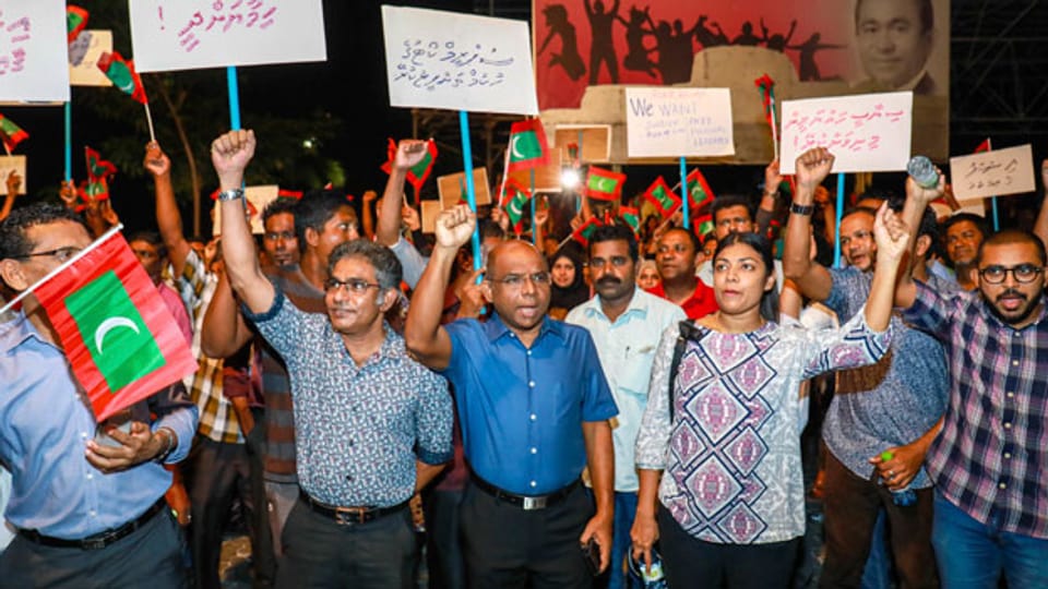 Proteste von Anhängern der maledivischen Opposition am 4. Februar 2018.