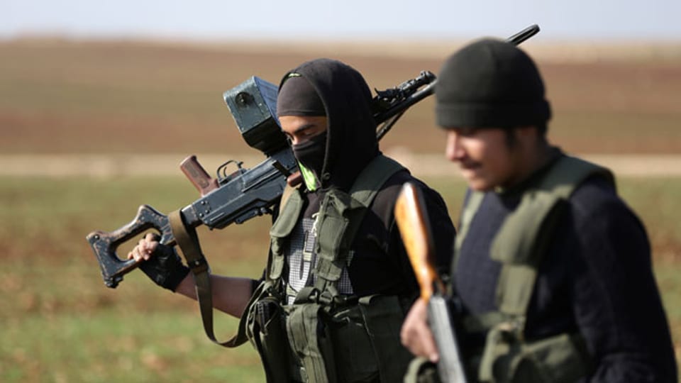 Kurdische Kämpfer in der Nähe der syrischen Stadt Aleppo.