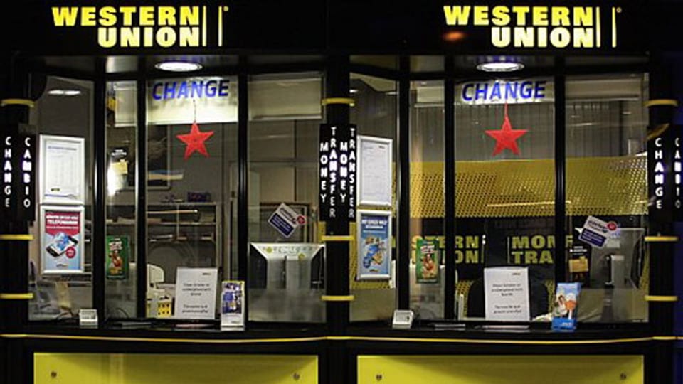 Western Union Schalter im Hauptbahnhof München.