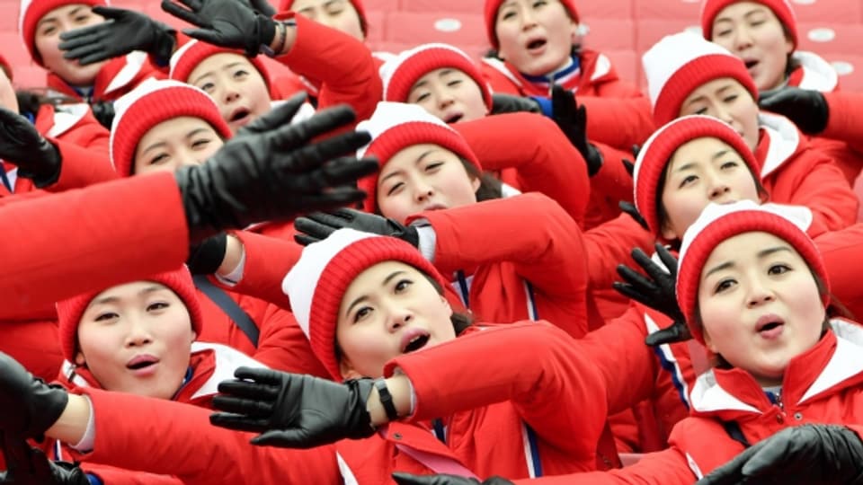 Weibliche Fans aus Nordkorea sorgten für Aufmerksamkeit an den olympischen Spielen.