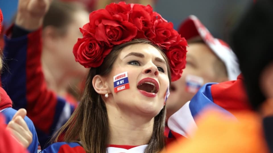 Russischer Fan an den Olympischen Winterspielen in Südkorea.