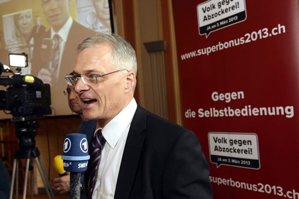Thomas Minder am Abstimmungssonntag 2013