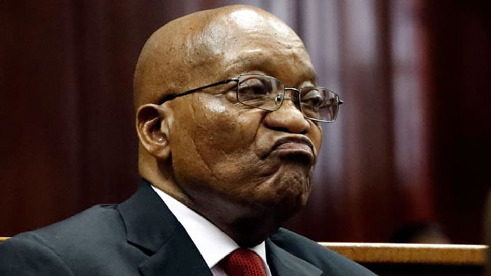 Der ehemalige südafrikanische Präsident Jacob Zuma am 6. April 2018 am KwaZulu-Natal High Court in Durban, Südafrika.
