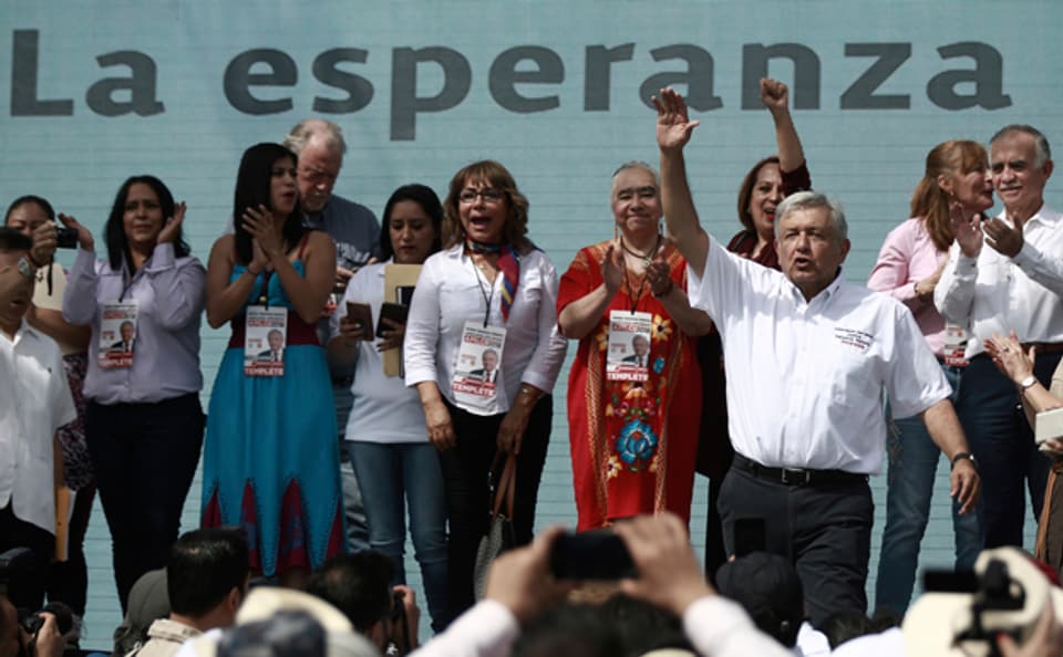 Der mexikanische Präsidentschaftskandidat Andres Manuel Lopez Obrador bei einer Wahlkampfveranstaltung in Ciudad Juarez.
