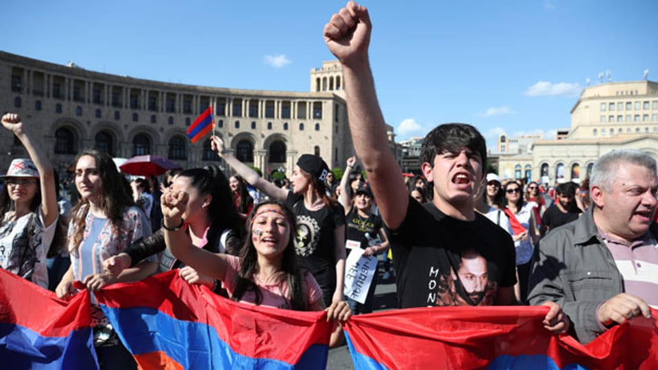 Demonstrationen in Armenien am 2.5.2018.