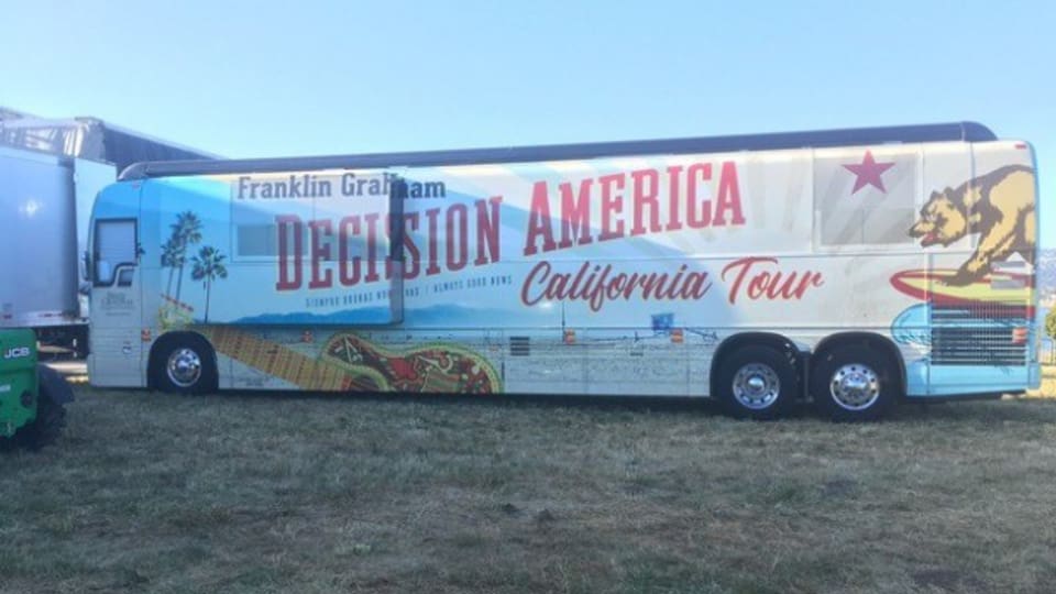 Tourbus von Franklin Graham in Kalifornien.