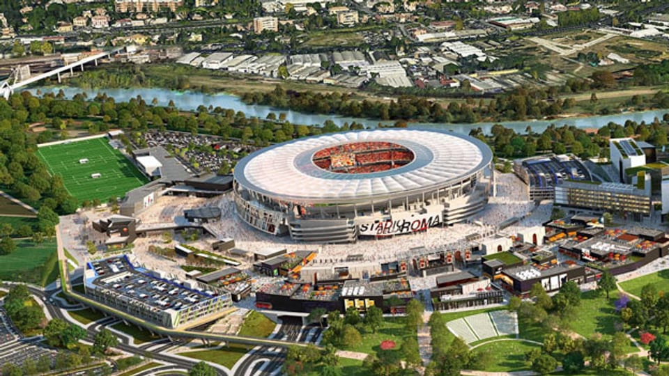 So soll das neue Fussballstadion in Rom einmal aussehen.
