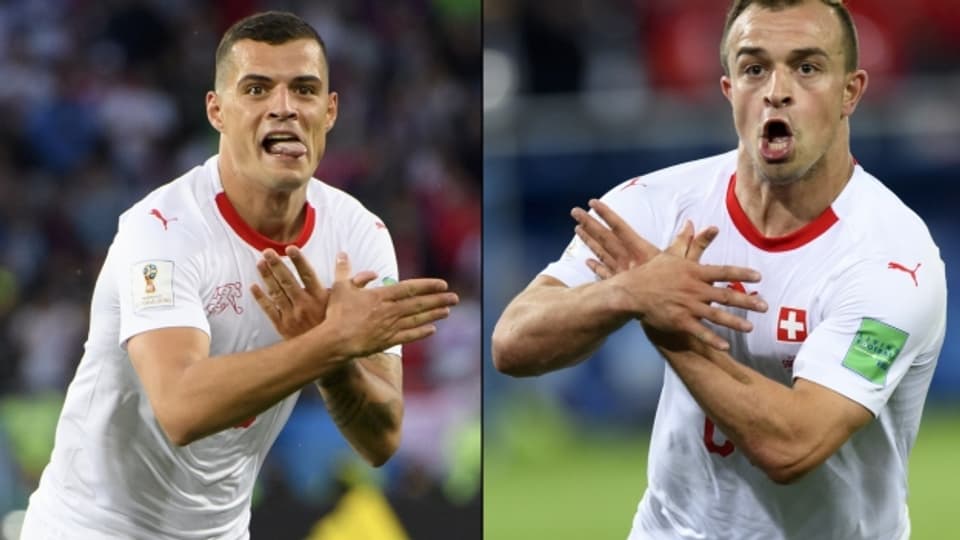 Granit Xhaka und Xherdan Shaqiri erhalten eine Busse für die Doppeladler-Geste während des Spiels gegen Serbien.