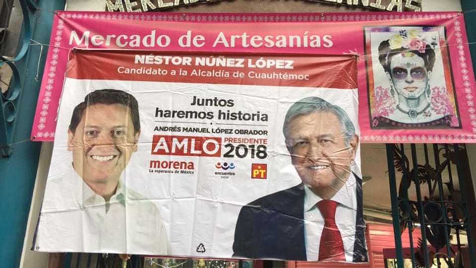Wahlplakat in Mexiko Stadt.