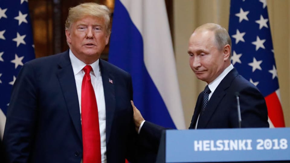 US-Präsident Donald Trump (links) und Russland-Präsident Vladimir Putin in Helsinki, Finnland.