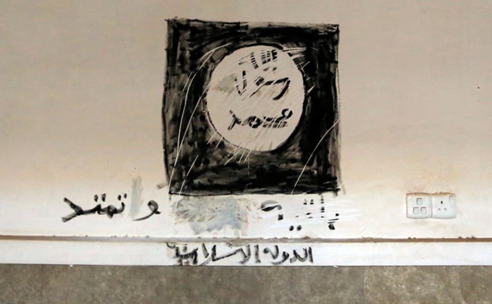 Ein Graffiti des IS an einer Kirche in Bartella, Irak.