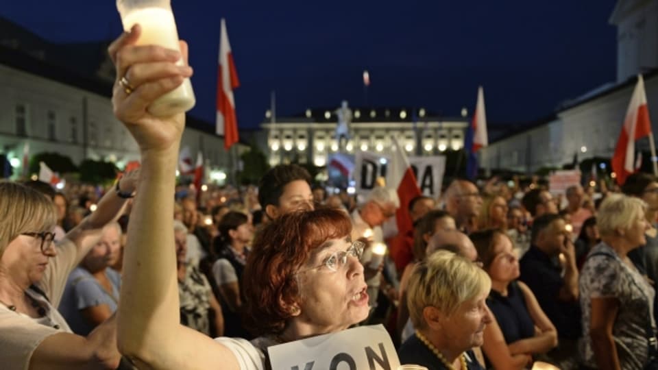 Demonstration gegen die Justizreform in Polen.