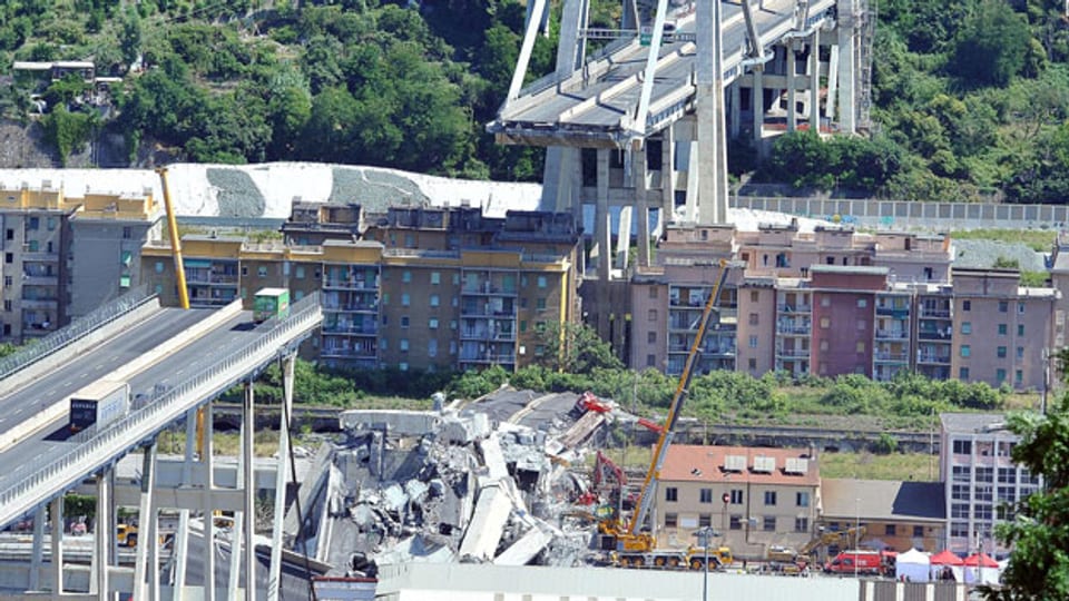 Morandibrücke in Genua, welche eingestürzt ist.