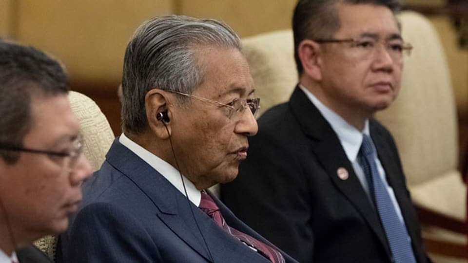 Der malaysische Premierminister Mahathir Mohamad während eines Treffens im Diaoyutai State Guesthouse in Peking, China, am 20. August 2018.