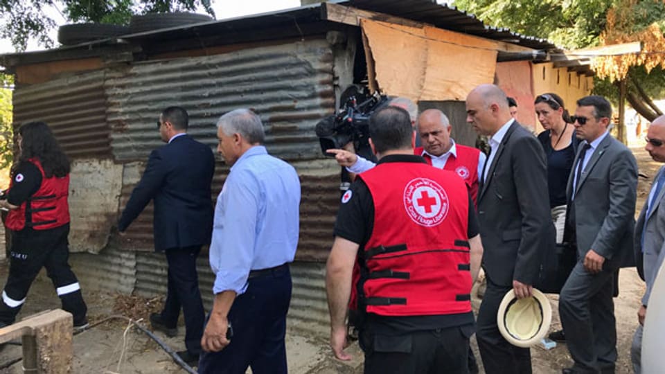Bundespräsident Alain Berset besucht ein Flüchtlingslager in Akkar, Libanon an der syrischen Grenze.