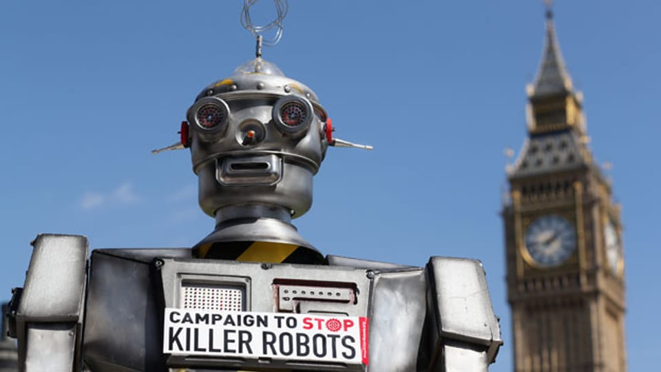 Protest gegen Killerroboter in London.