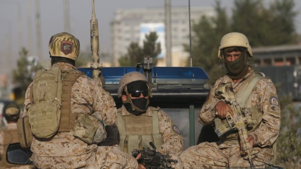 Drei Mitglieder der "Afghan Security Forces" in Kabul.