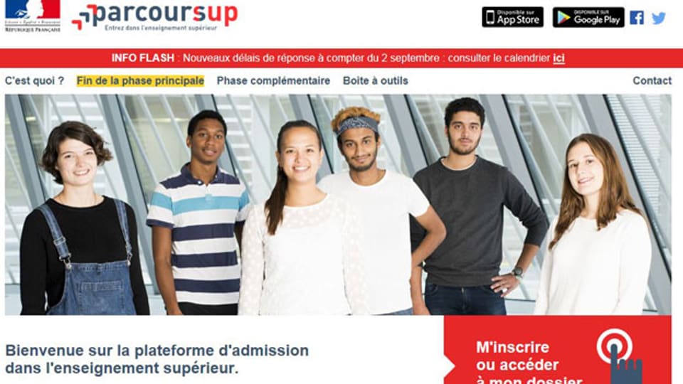 Screenshot von www.parcoursup.fr, der neuen Einschreibe-Plattform für zukünftige Studierende.