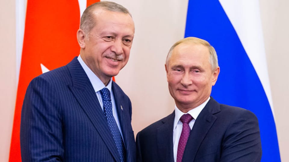 Russlands Präsident Vladimir Putin (rechts) und der türkische Präsident Recep Tayyip Erdogan.