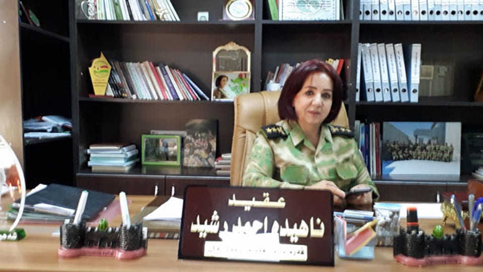 Nahida Ahmad Rashid, Kommandantin des Peschmerga-Frauenregiments in Sulaimaniyya, Irak. Sie hat gegen den IS gekämpft.