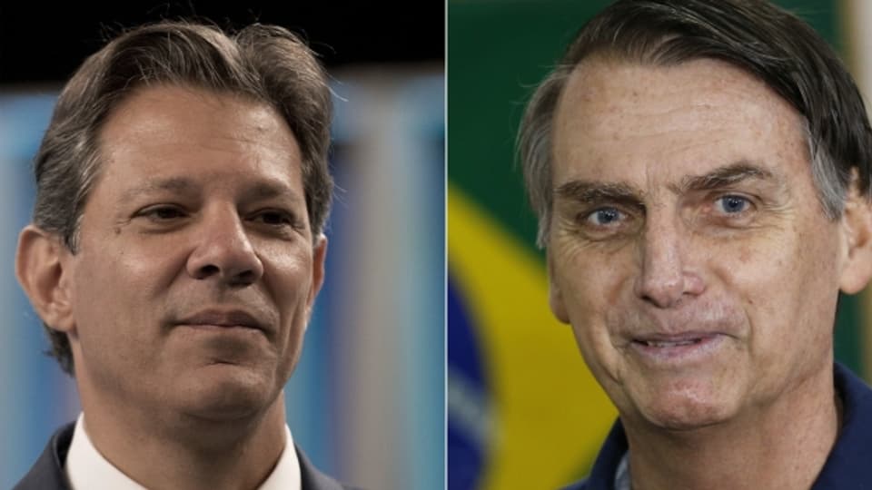 Fernando Haddad (links) und Jair Bolsonaro.