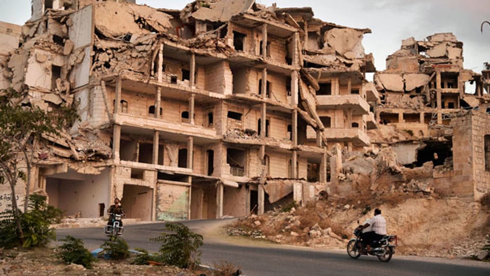 Ariha, die Stadt in der Provinz Idlib in Syrien wurde fast vollständig zerstört.
