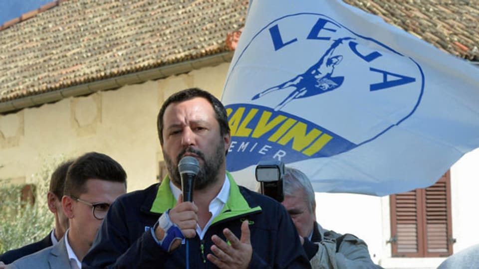 Der italienische Vizepremier Matteo Salvini an einer Kundgebung vor den Provinzwahlen im Trentino.