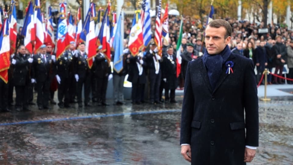 Emmanuel Macron warnt an der Weltkriegs-Gedenkfeier in Paris vor einem neuen Nationalismus.